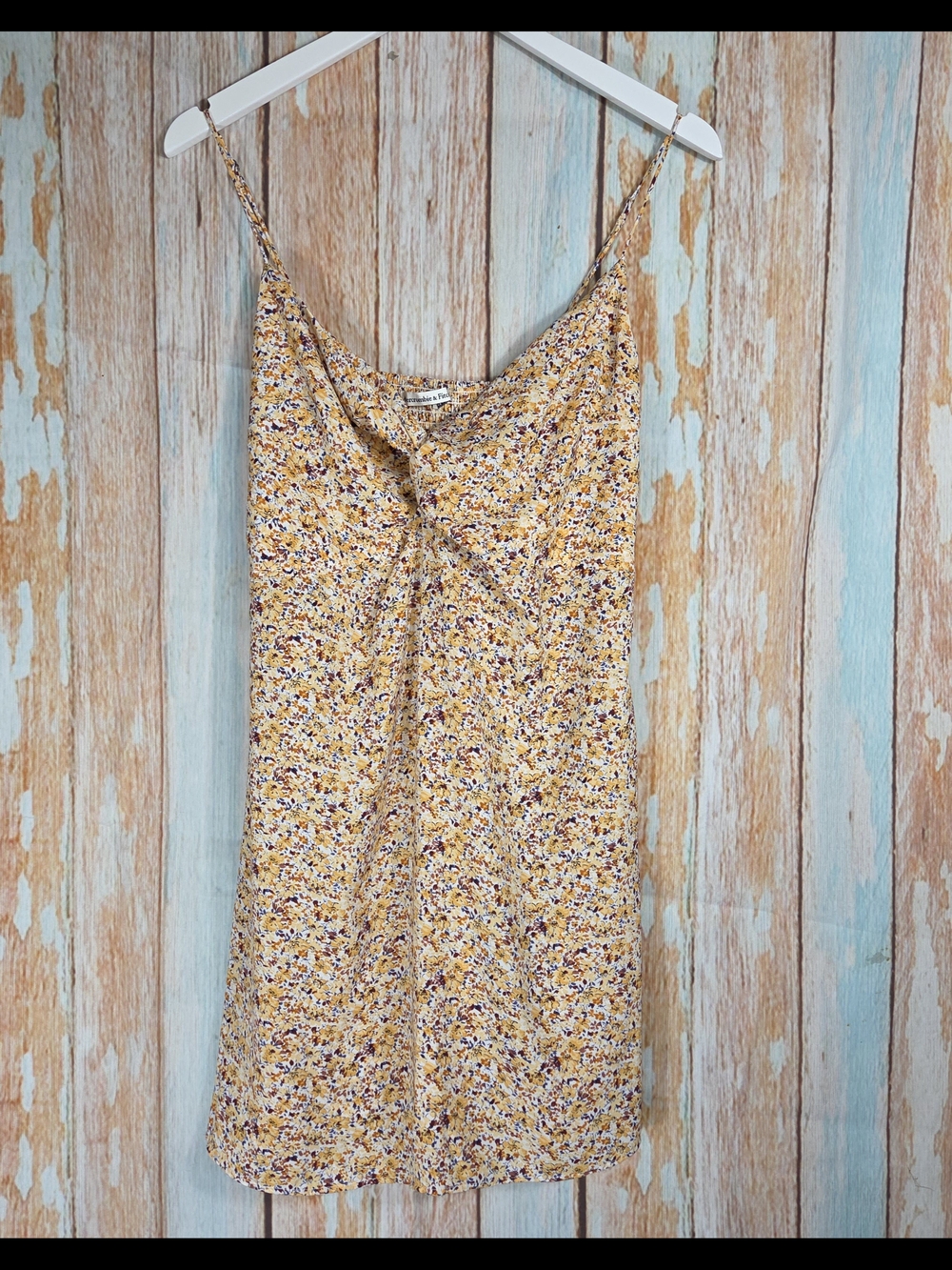 Abercrombie & Fitch Yellow Floral Smocked Dress W/spaghetti Straps. Size L